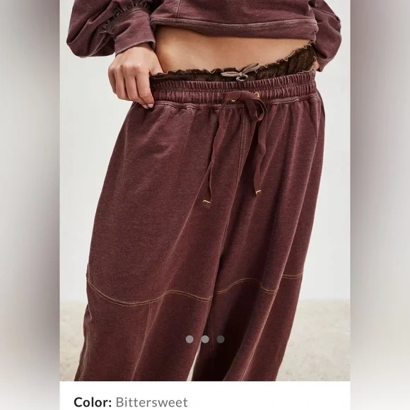 Free People Intimately Don't Wait Up Sweatpant Joggers size medium bittersweet - Picture 5 of 5